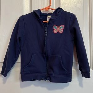 Navy w/ Sequin Zipper/Hooded Sweatshirt